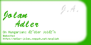 jolan adler business card